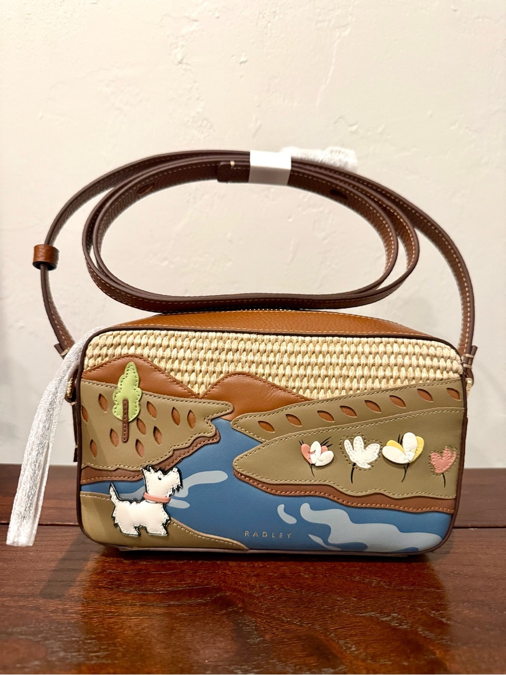 NWT Radley London Spring Daze picture Brown & Multicolor Leather Crossbody Bag
